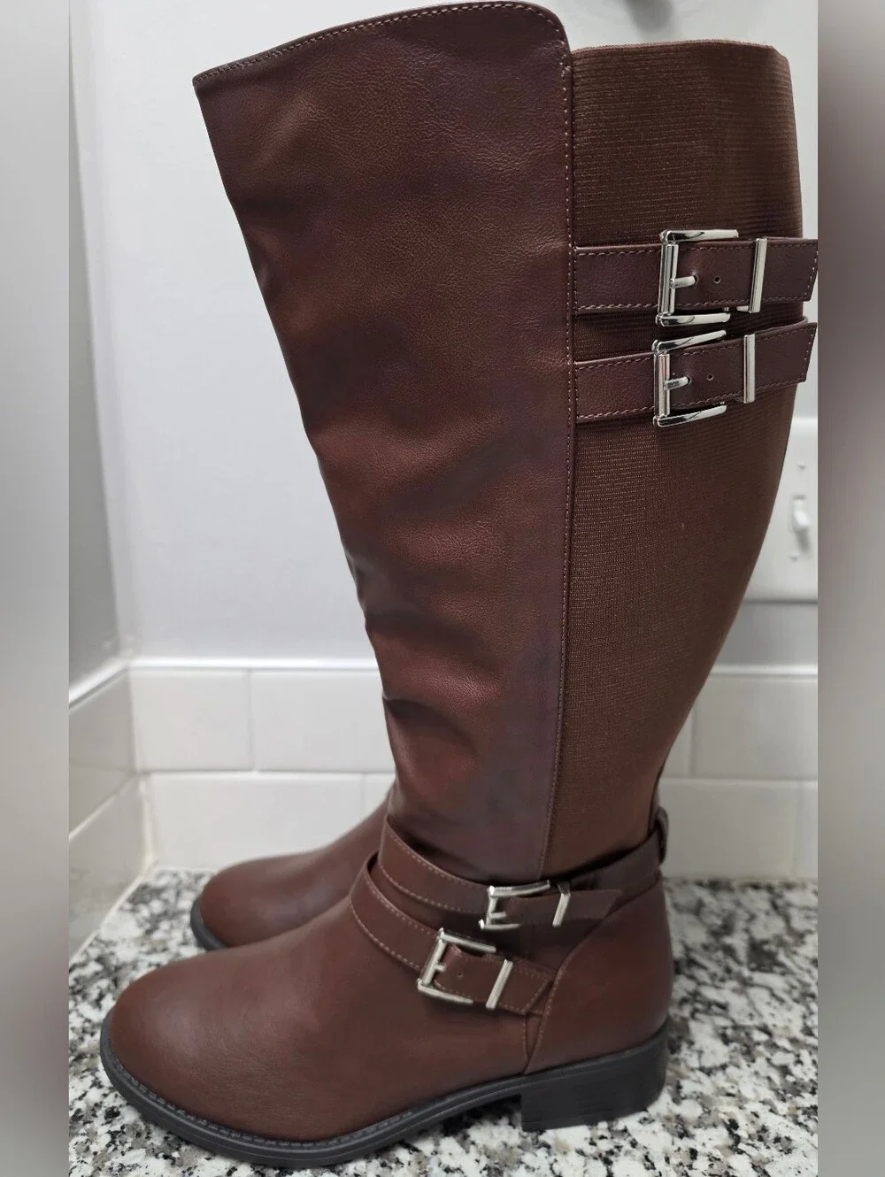 Torrid Brown Knee High Riding Boots Women’s 10WW Extra Wide Calf Buckle